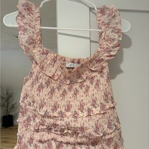 Lush Floral Ruffle Smocked Tank - Blush Pink Multi